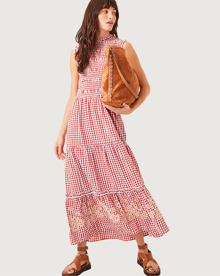 Greta Gingham Maxi Dress Red