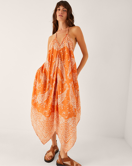 Madison Paisley Handkerchief Midi Dress