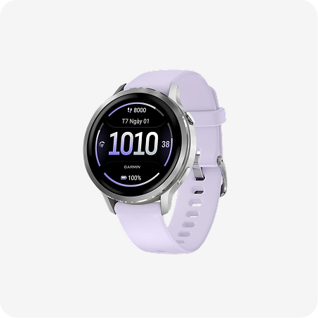 Garmin - Venu® 4 - 41mm - Silver With Periwinkle Silicone Band