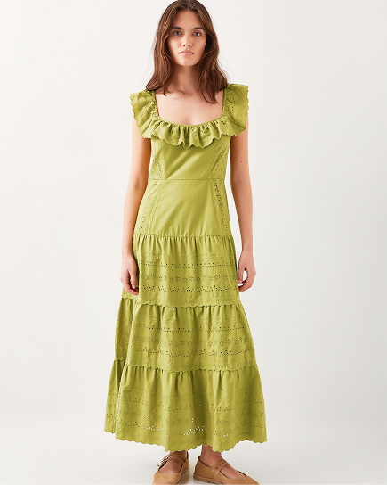 Lucy Broderie Dress Green
